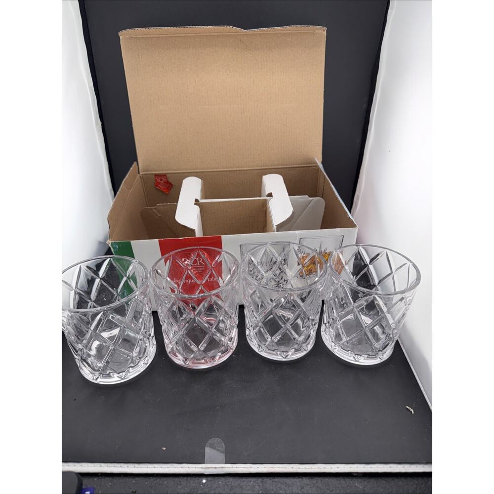 RCR Cristalleria Italiana Melodia DOF Rocks Glasses Set of 4 11.5oz Italy